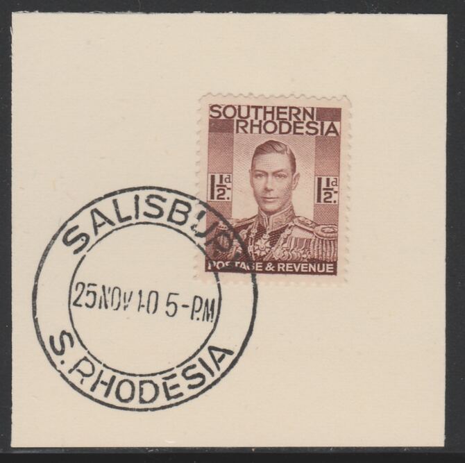 Southern Rhodesia 1937 KG6 def 1.5d red-brown on piece with full strike of Madame Joseph forged postmark type 332, SG42, stamps on , stamps on  kg6 , stamps on 