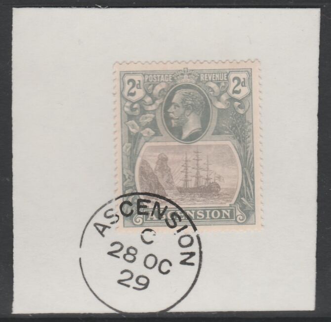 Ascension 1924-33 KG5 Badge 2d grey-black & grey (SG13) on piece with full strike of Madame Joseph forged postmark type 20, stamps on , stamps on  kg5 , stamps on 