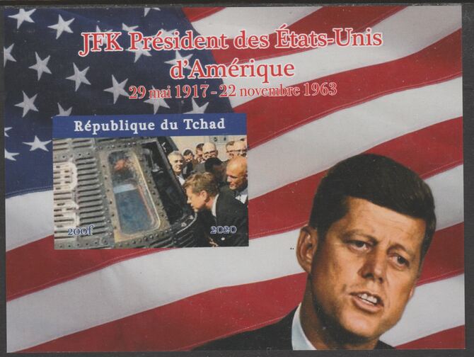 Chad 2020 JFK President of United States of America #3 - imperf delexe sheet unmounted mint. Note this item is privately produced and is offered purely on its thematic appeal, stamps on , stamps on  stamps on kennedy, stamps on  stamps on usa presidents, stamps on  stamps on americana