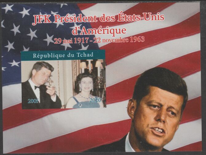 Chad 2020 JFK President of United States of America #4 - imperf delexe sheet unmounted mint. Note this item is privately produced and is offered purely on its thematic appeal, stamps on kennedy, stamps on usa presidents, stamps on americana