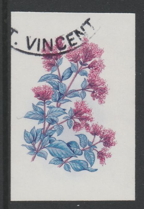 St Vincent 1985 Herbs & Spices 35c Sweet Marjoram imperf proof in cyan & magenta only, fine used with part St Vincent cancellation, produced for a promotion. Ex Format ar..., stamps on food      herbs & spices