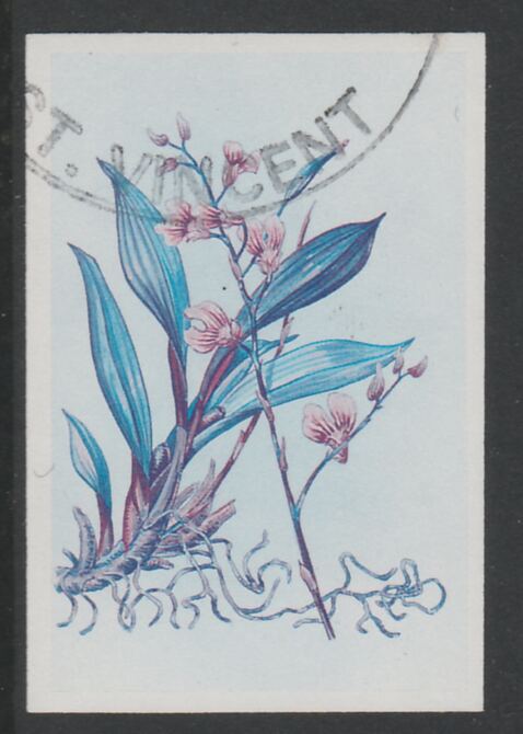 St Vincent 1985 Orchids 45c imperf proof in magenta & cyan only, fine used with part St Vincent cancellation, produced for a promotion. Ex Format International archives (as SG 851) , stamps on flowers, stamps on orchids