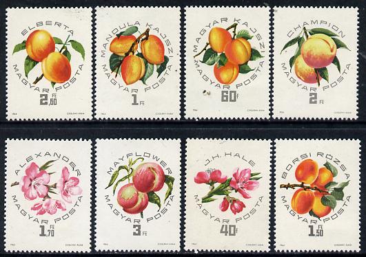 Hungary 1964 Peaches & Apricots perf set of 8 unmounted mint, Mi 2044-51*, stamps on fruit, stamps on food