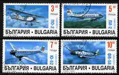 Bulgaria 1995 Aircraft complete set of 4 fine cto used, SG 4031-34*, stamps on aviation     junkers      focke wolf