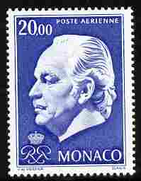 Monaco 1974 Prince Ranier 20f ultramarine unmounted mint, SG 1160, stamps on royalty, stamps on 