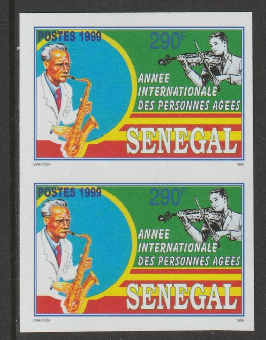 Senegal 1999 Int Year of the Elderly (Musicians) 290f imperf pair from a limited printing unmounted mint as SG 1586, stamps on , stamps on  stamps on music