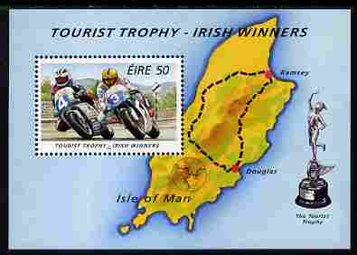 Ireland 1996 Isle of Man Tourist Trophy Motorcycle  Races perf m/sheet unmounted mint SG MS 1008, stamps on motorbikes, stamps on maps