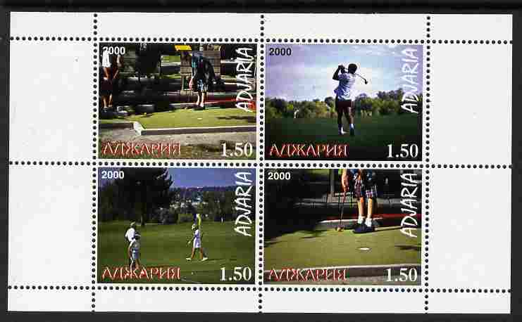 Adjaria 2000 Women's Golf perf sheetlet containing 4 values unmounted mint, stamps on sport, stamps on golf, stamps on women, stamps on 