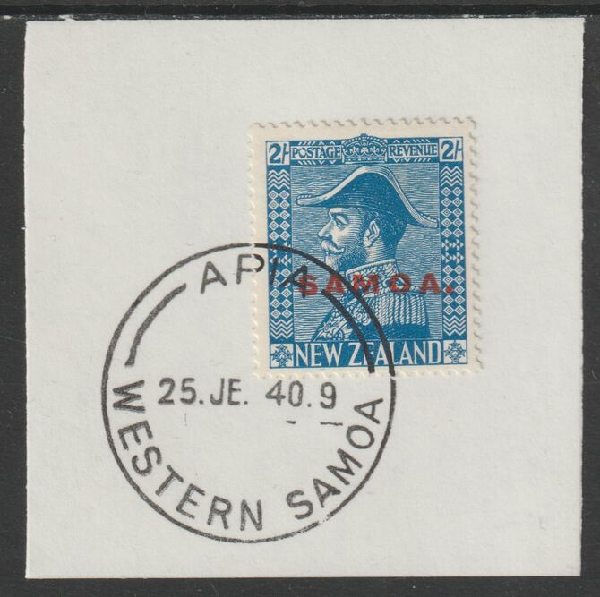 Samoa 1926 Admiral 2s light blue on piece cancelled with full strike of Madame Joseph forged postmark type 376, stamps on , stamps on  kg5 , stamps on forgeries, stamps on 