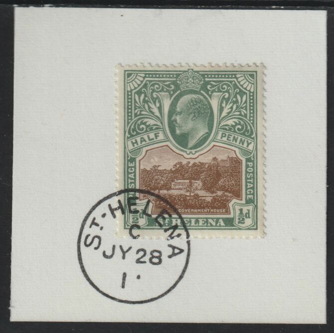 St Helena 1903 KE7 Pictorial 1/2d on piece with full strike of Madame Joseph forged postmark type 338, stamps on , stamps on  ke7 , stamps on  forgeries, stamps on 