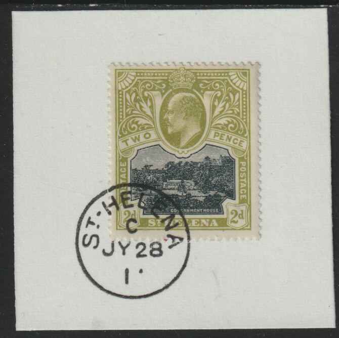 St Helena 1903 KE7 Pictorial 2d on piece with full strike of Madame Joseph forged postmark type 338, stamps on , stamps on  ke7 , stamps on  forgeries, stamps on 