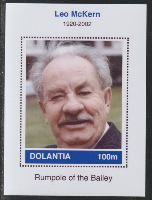 Dolantia (Fantasy) Leo McKern imperf deluxe sheetlet on glossy card (75 x 103 mm) unmounted mint, stamps on personalities, stamps on films, stamps on movies, stamps on cinema, stamps on mckern
