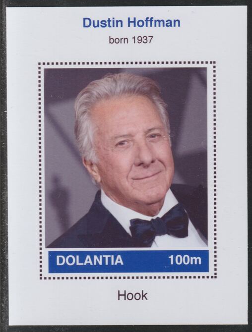 Dolantia (Fantasy) Dustin Hoffman imperf deluxe sheetlet on glossy card (75 x 103 mm) unmounted mint, stamps on personalities, stamps on films, stamps on movies, stamps on cinema, stamps on hoffman