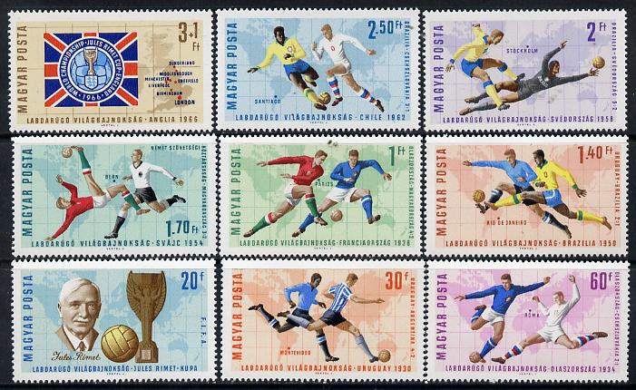 Hungary 1966 Football World Cup perf set of 9 unmounted mint, Mi 2242-50, stamps on football    sport
