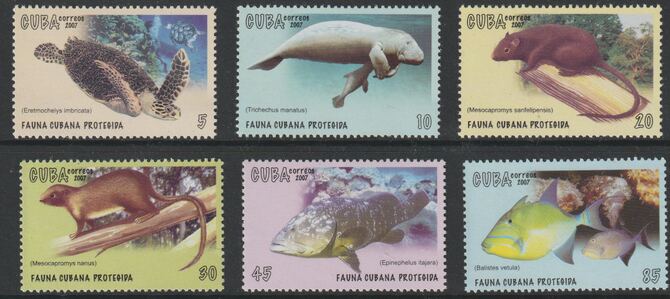 Cuba 2007 Endangered Species perf set of 6 unmounted mint SG 5128-33, stamps on fish, stamps on turtles, stamps on manatee, stamps on animals