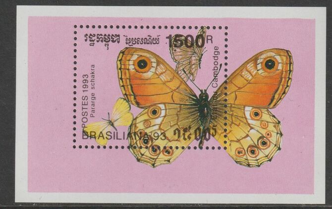 Cambodia 1993 Brasiliana 93 Stamp Exhibition - Butterflies perf m/sheet unmounted mint SG MS1300, stamps on stamp exhibitions, stamps on butterflies