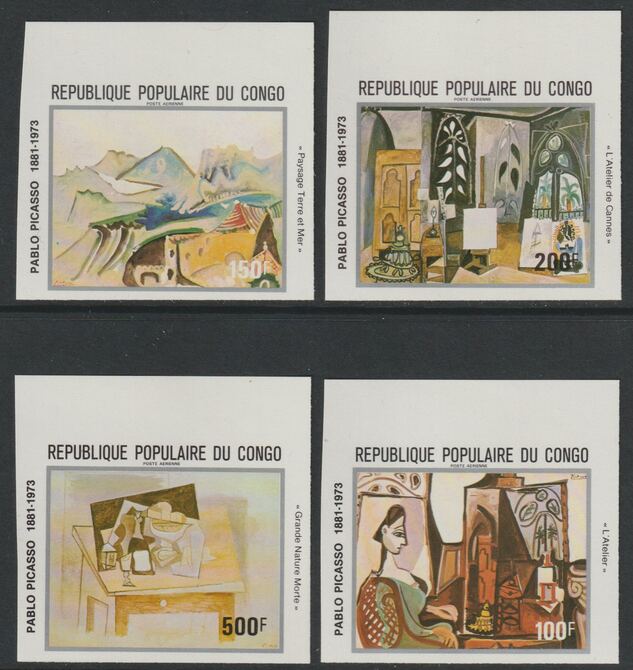 Congo 1981 Birth Centenary of Pablo Picasso imperf set of 5 from limited printing, unmounted mint as SG 816-20, stamps on arts, stamps on picasso