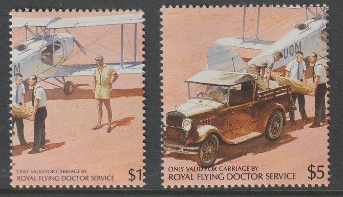 Cinderella - Australia 1988 Royal Flyinng Doctor Service set of 2 ($1 & $5) unmounted mint, stamps on medical, stamps on doctors, stamps on aviation, stamps on ambulances