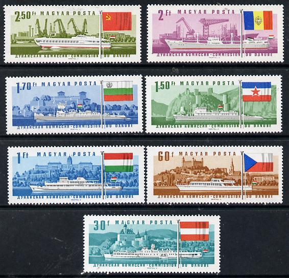 Hungary 1967 Danube Commission (Ships with Flags) perf set of 7 unmounted mint, Mi 2323-29, stamps on ships      flags