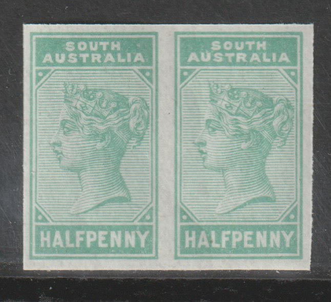 South Australia 1894 1/2d green imperf colour proof imperf pair unmounted mint. Blocks available price pro rata, stamps on xxx