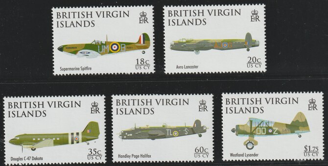 British Virgin Islands 2008 90th Anniversary of Royal Air Force set of 5 unmounted mint SG1202-06, stamps on aviation, stamps on  raf , stamps on royal air force, stamps on 