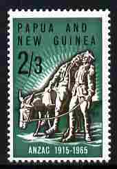 Papua New Guinea 1965 50th Anniversary of Gallipoli Landing 2s3d unmounted mint SG 76, stamps on , stamps on  ww1 , stamps on battles, stamps on donkey, stamps on donkeys