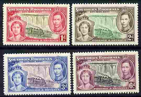 Southern Rhodesia 1937 KG6 Coronation perf set of 4 unmounted mint, SG 36-39, stamps on , stamps on  kg6 , stamps on coronation, stamps on railways, stamps on waterfalls