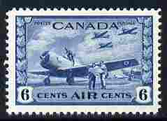 Canada 1942-48 KG6 War Effort 6c blue unmounted mint SG 399, stamps on , stamps on  kg6 , stamps on  ww2 , stamps on 