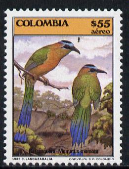 Colombia 1985 Mot-Mot 55p (from Fauna set) unmounted mint SG 1727, stamps on birds    