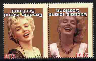 Easdale 2007 Marilyn Monroe \A31.50 #2 perf se-tenant pair with images transposed and Country, value & date inverted showing a fine misplacement of perforations, unmounted mint, stamps on personalities, stamps on women, stamps on films, stamps on cinema, stamps on movies, stamps on marilyn, stamps on  monroe