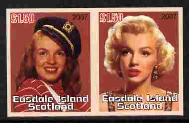Easdale 2007 Marilyn Monroe \A31.50 #3 imperf se-tenant pair unmounted mint, stamps on personalities, stamps on women, stamps on films, stamps on cinema, stamps on movies, stamps on marilyn, stamps on  monroe
