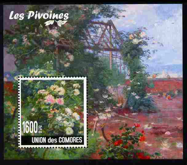 Comoro Islands 2009 Flowers of China - Peonies perf m/sheet unmounted mint, Michel BL 559, stamps on flowers