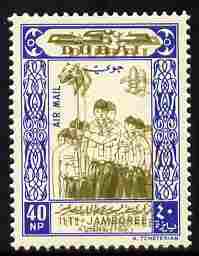 Dubai 1964 Scout Jamboree 40np (Wolf Cubs) with central vignette printed twice unmounted mint, as SG 57, stamps on scouts