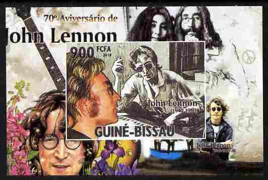 Guinea - Bissau 2010 John Lennon 70th Birth Anniversary #1 individual imperf deluxe sheet unmounted mint. Note this item is privately produced and is offered purely on its thematic appeal , stamps on personalities, stamps on beatles, stamps on music, stamps on rock, stamps on pops