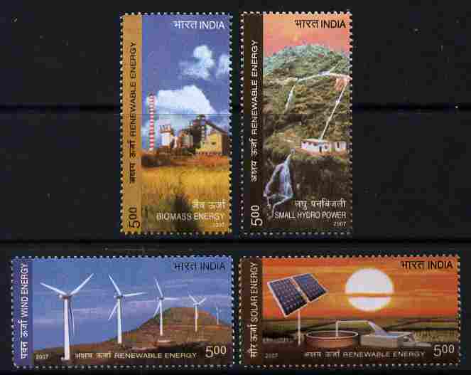 India 2007 Renewable Energy perf set of 4 unmounted mint SG 2441-4, stamps on energy, stamps on 