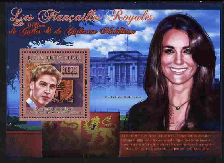 Guinea - Conakry 2010 The Royal Engagement - Prince William & Kate #2 - Buckingham Palace perf deluxe sheet unmounted mint , stamps on royalty, stamps on william, stamps on kate, stamps on london, stamps on palaces