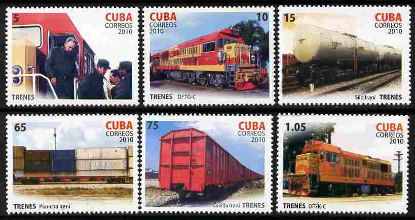 Cuba 2010 Railways perf set of 6 values unmounted mint, stamps on railways
