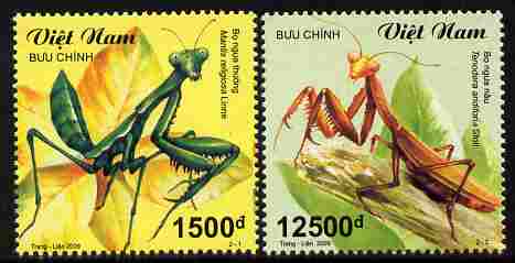 Vietnam 2009 Insects - Mantises perf set of 2 values unmounted mint SG 2795-96, stamps on insects