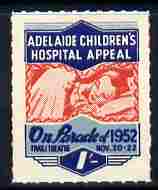 Cinderella - Australia 1952 Childrens Hospital Appeal - On Parade 1s label unmounted mint, stamps on children, stamps on hospitals, stamps on cinderella