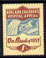 Cinderella - Australia 1957 Childrens Hospital Appeal - On Parade 1s label unmounted mint, stamps on children, stamps on hospitals, stamps on cinderella