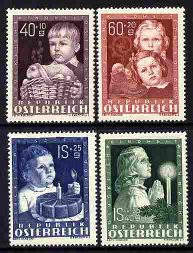 Austria 1949 Child Welfare Fund set of 4 unmounted mint, SG 1162-65 , stamps on children