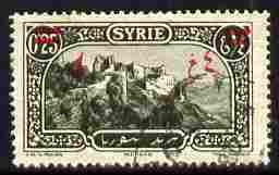 Syria 1928 Surcharged 4p on 0p25 olive (surch in red), fine used single with 'P' of surch omitted, SG224var, stamps on 