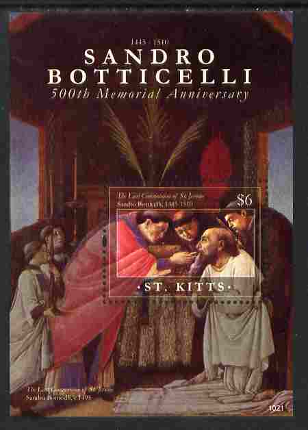St Kitts 2010 500th Anniversary of Sandro Botticelli perf m/sheet unmounted mint, stamps on personalities, stamps on arts, stamps on botticelli