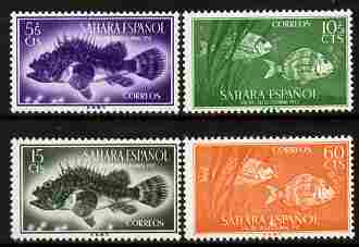 Spanish Sahara 1953 Colonial Stamp Day set of 4 - Fish SG 105-8, stamps on fish, stamps on postal