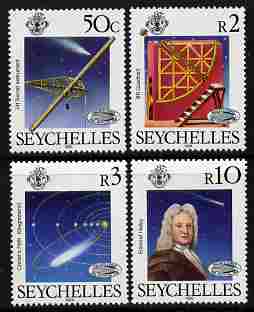 Seychelles 1986 Halley's Comet set of 4 unmounted mint SG 632-35, stamps on space, stamps on comets, stamps on telescopes, stamps on halley