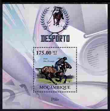 Mozambique 2010 Sport - Polo perf m/sheet unmounted mint, Scott #2031, stamps on sport, stamps on polo, stamps on horses