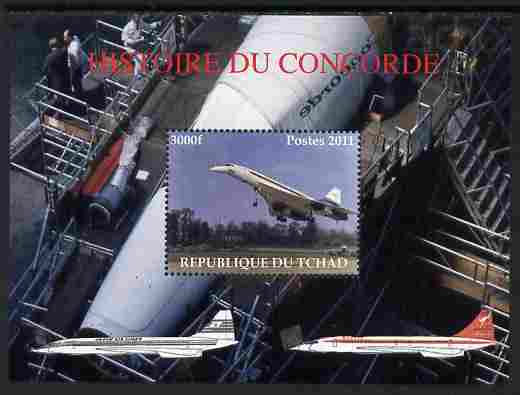 Chad 2011 History of Concorde perf m/sheet unmounted mint. Note this item is privately produced and is offered purely on its thematic appeal, stamps on aviation, stamps on concorde