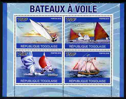 Togo 2010 Sailing Ships perf sheetlet containing 4 values unmounted mint, Yvert 2360-63, stamps on transport, stamps on ships, stamps on yachts