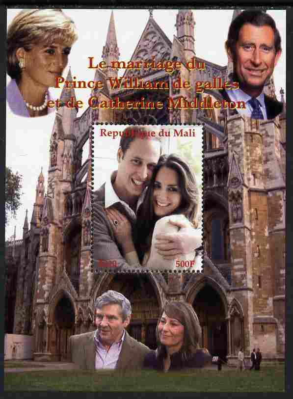 Mali 2010 Royal Engagement - Prince William & Kate #1 perf m/sheet unmounted mint. Note this item is privately produced and is offered purely on its thematic appeal, stamps on royalty, stamps on william, stamps on kate, stamps on london, stamps on abbeys