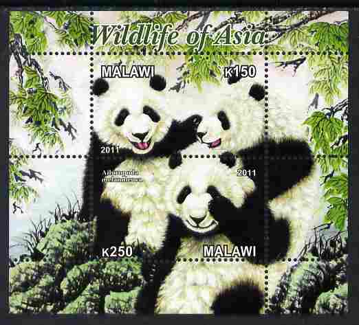 Malawi 2011 Wildlife of Asia #3 - Pandas perf sheetlet containing 2 values unmounted mint, stamps on animals, stamps on bears, stamps on pandas